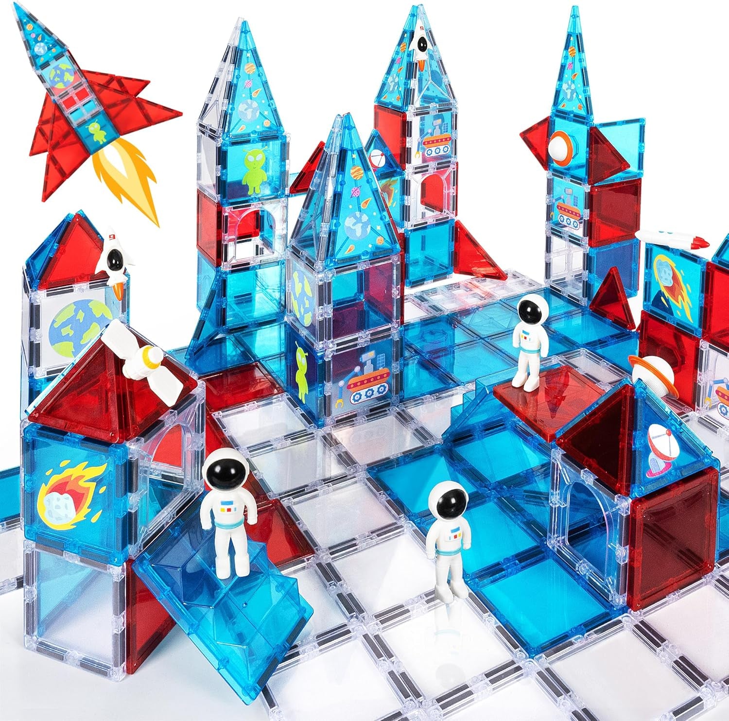 Magnetic Tiles Firefighter Set, Magnetiles with Firefighter, Magnetic Tiles for Kids Ages 4-8, STEM Toys, Magnet Blocks for Boys and Girls, Creative Building Toys, Firefighter